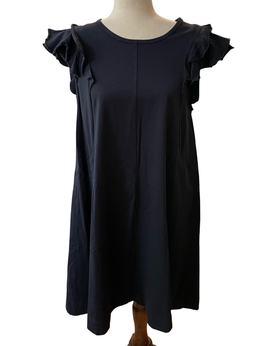 ME+EM Slub Cotton Jersey Frill Detail Swing Dress